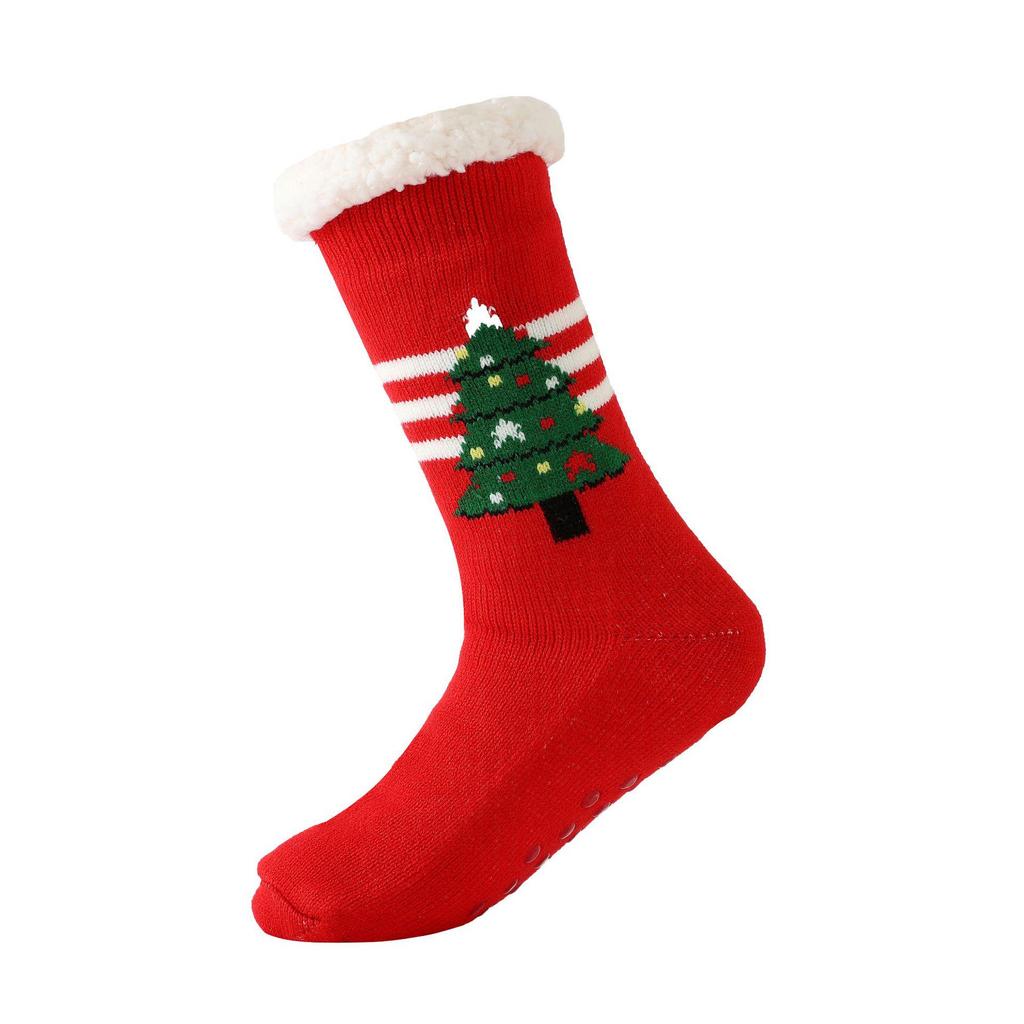 Женские плюшевые коралловые флисовые зимние рождественские снежные чулки - Уютные домашние и спальные напольные носки в наличии