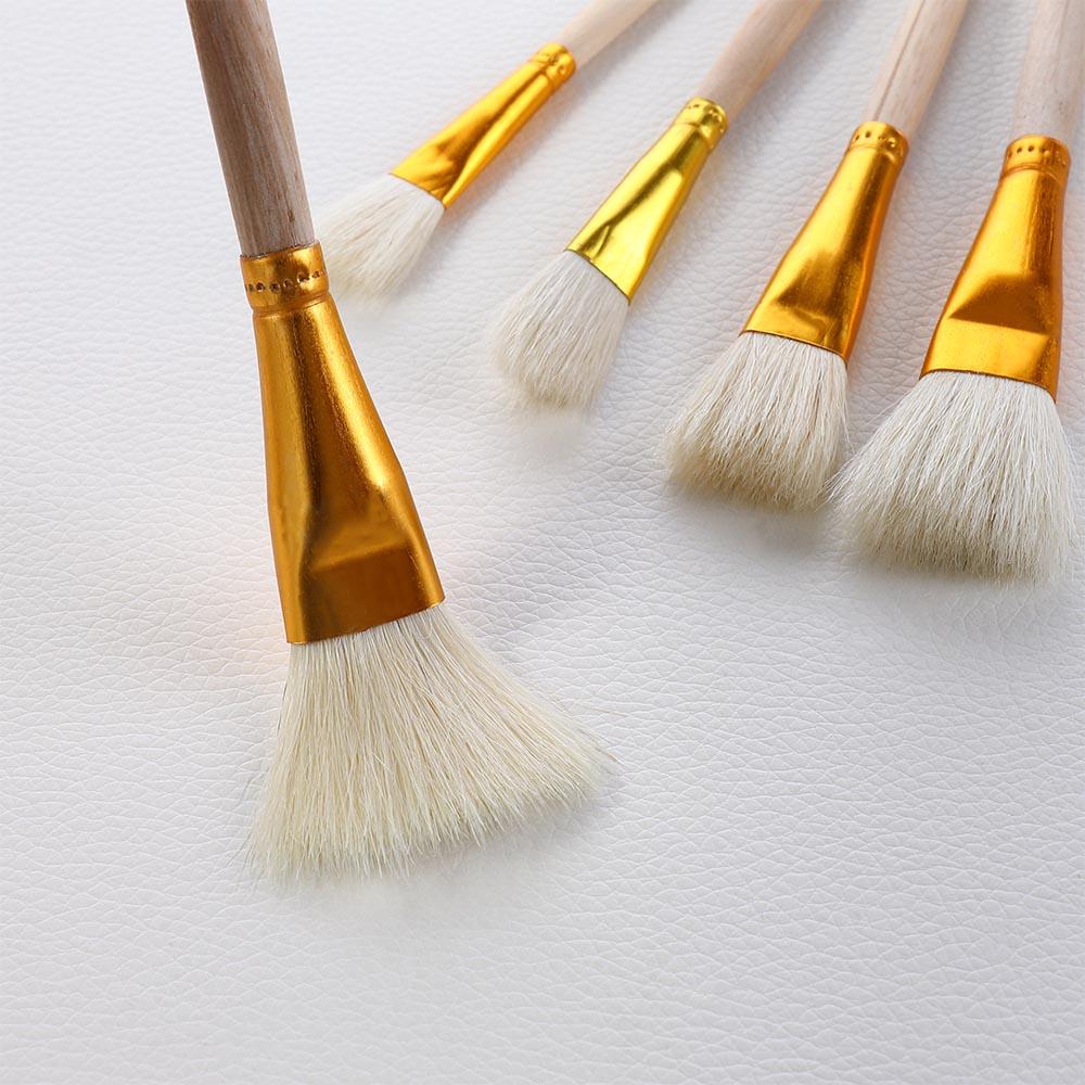 Round Hog Hair 10pcs Wool Bristle Artist Paint Brushes Watercolor Painting Acrylic Oil Painting