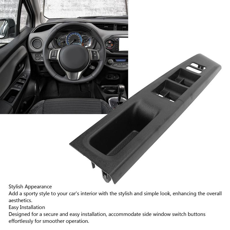 Front Armrest Upper Panel Sturdy Door Window Switch Bezel Cover Trim ABS Replacement for Yaris 2012 to 2014 Car Accessories