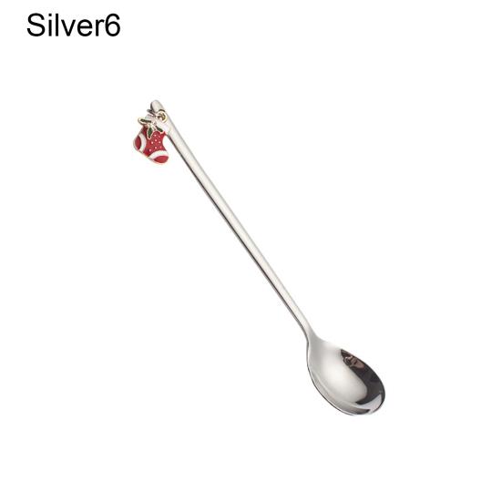 Рождественская ложка с длинной ручкой, прочная нержавеющая сталь, десертный салат, фруктовая дегустация