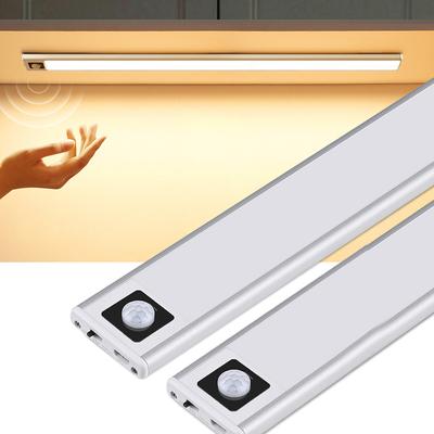 0,8 см тонкий USB светодиодный светильник для шкафа 3 режима PIR датчик движения светодиодный светильник серебристый перезаряжаемый алюминиевый кухонный шкаф светодиодный ночник 20 см/40 см