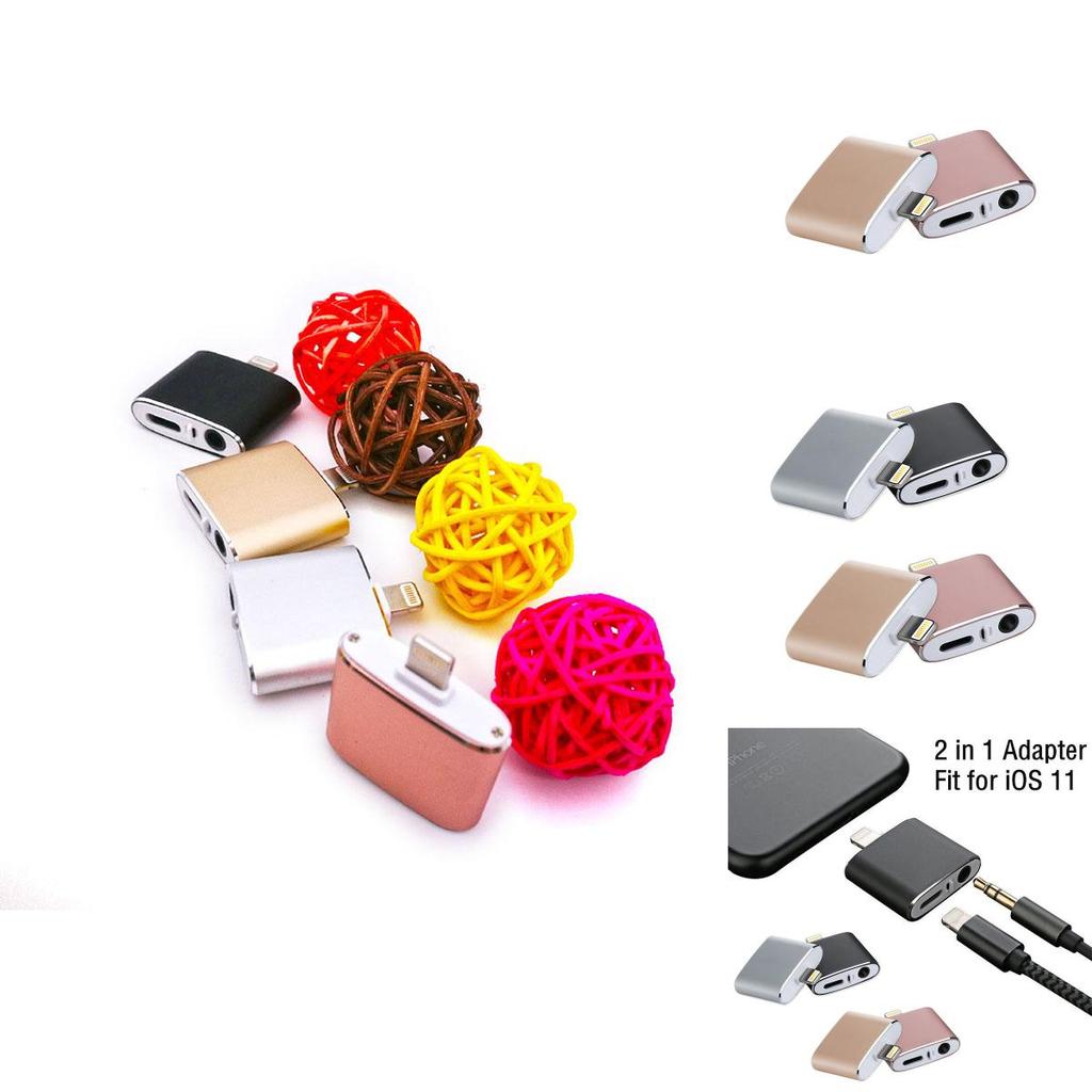 Адаптер-зарядный кабель 2-в-1 для iPhone X, Xs Max, 8, 7 Plus, к аудио-наушникам