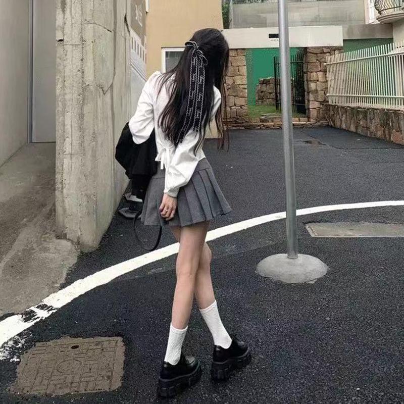 Милая рубашка в японском стиле для женщин, новая, с длинным рукавом, симпатичный дизайн, туника на шнуровке, блузка, осенняя мода, тонкая одежда на пуговицах