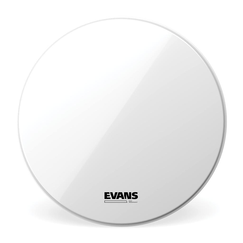 EVANS EQ3 Resonant White Bass Drum Head TT16RSW-NP (No Soundhole) EQ3 Tom Hoop Resonant White - No Port (7.5mil + 10mil Ring) 16-inch