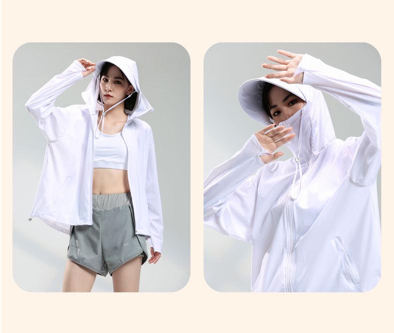 Женская спортивная куртка из ледяного шелка с защитой от УФ-лучей - Эластичная, с капюшоном, дышащая ветровка для занятий спортом на открытом воздухе