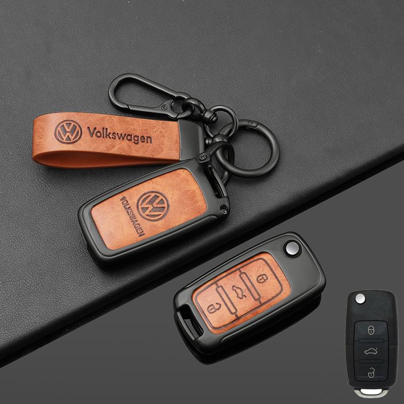 For VOLKSWAGEN Alloy Leather Car Remote Key Case Cover for VW Volkswagen Polo Tiguan Passat B5 B6 B7 Golf 4 5 6 MK6 Jetta Lavida