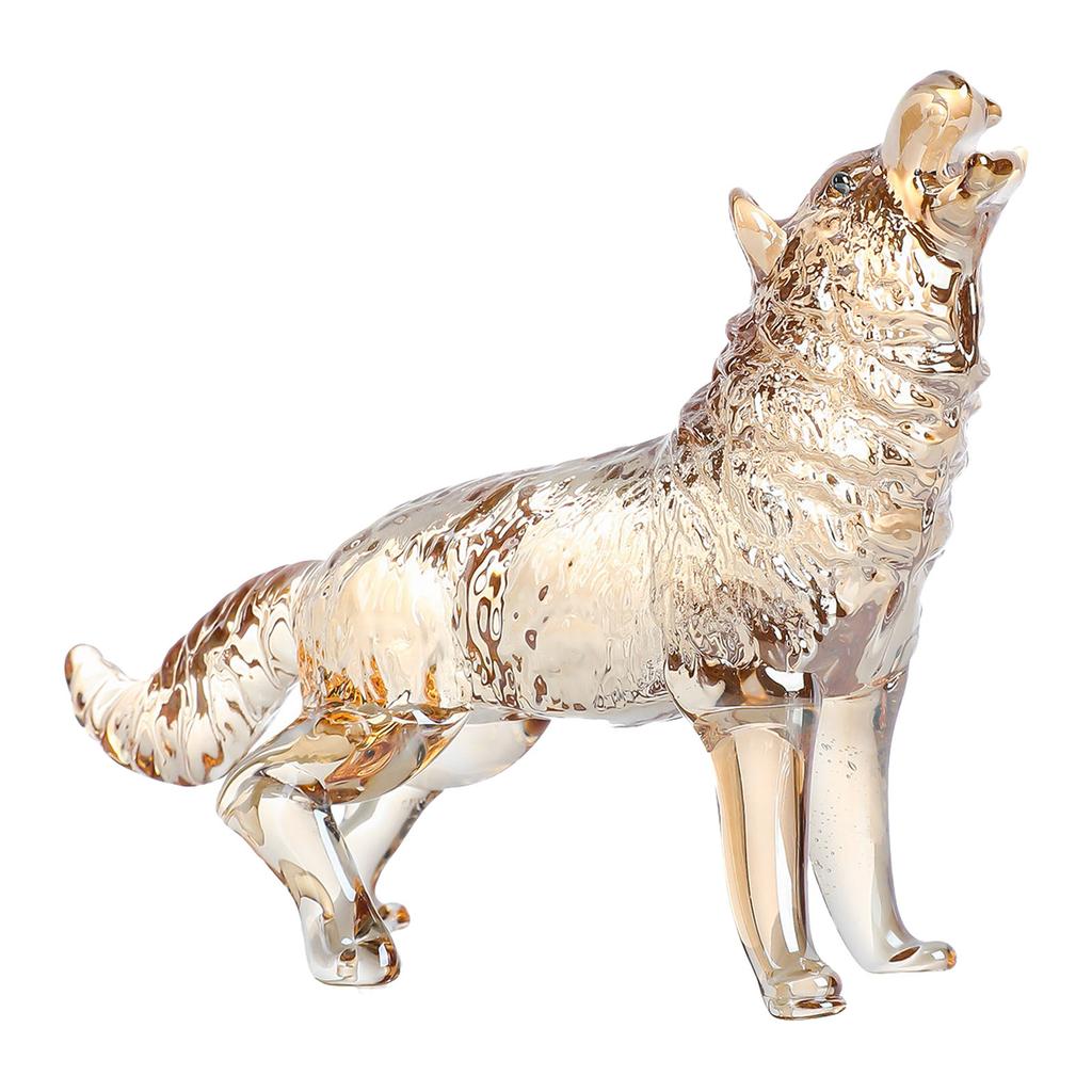 Статуэтка волка из хрустального стекла, воющая статуэтка волка, ручная стеклянная скульптура животного, коллекционное пресс-папье
