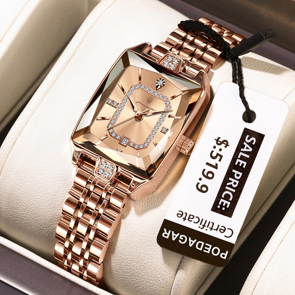 POEDAGAR Trendy Luxury Women Watch Waterproof Date Ladies Wristwatch Stainless Steel Exquisite Elegant Quartz Watches For Women