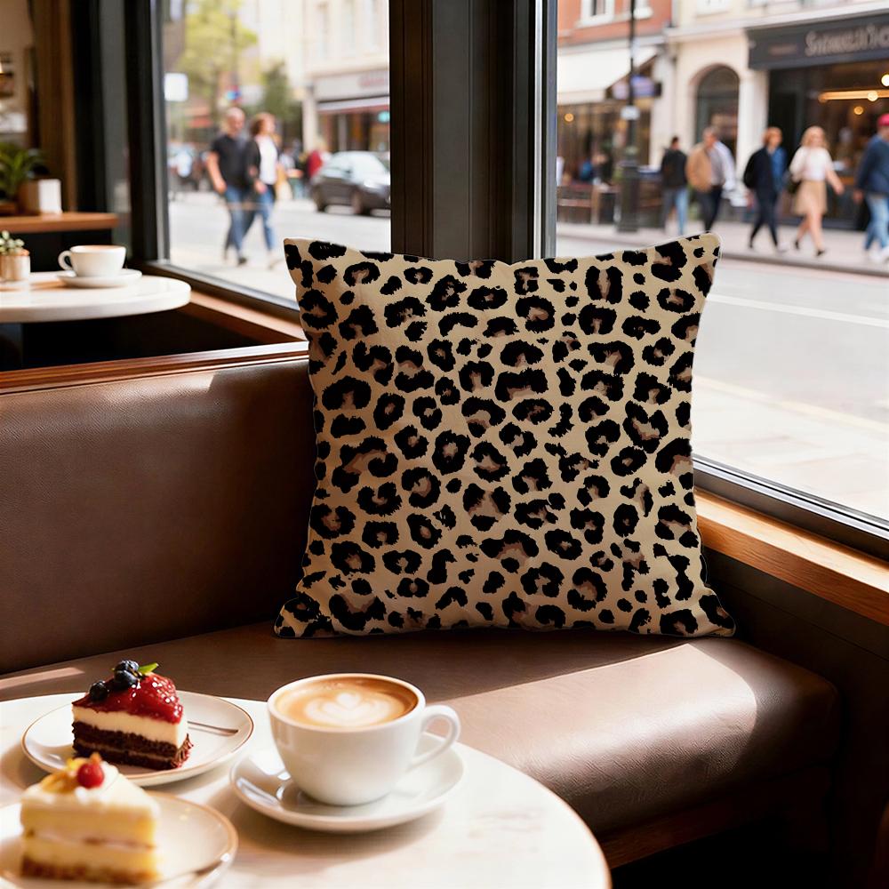 Leopard print pattern Cushion Cover Set of Short Plush Pillow Covers for Sofa Soft Cushion Case