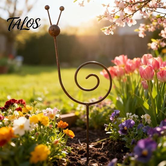 Rustic Iron Plant Trellis Metal Snail Support Stake, Wrought Garden Art Ornament, Decorative for Vegetables Stake Flowers Seedlings Vines, Outdoor