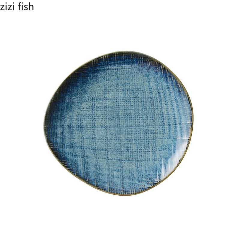 Ретро-неправильная керамическая обеденная тарелка Ресторанная тарелка для стейков Суши-тарелка Сашими-тарелки Молекулярная кухня Креативная посуда
