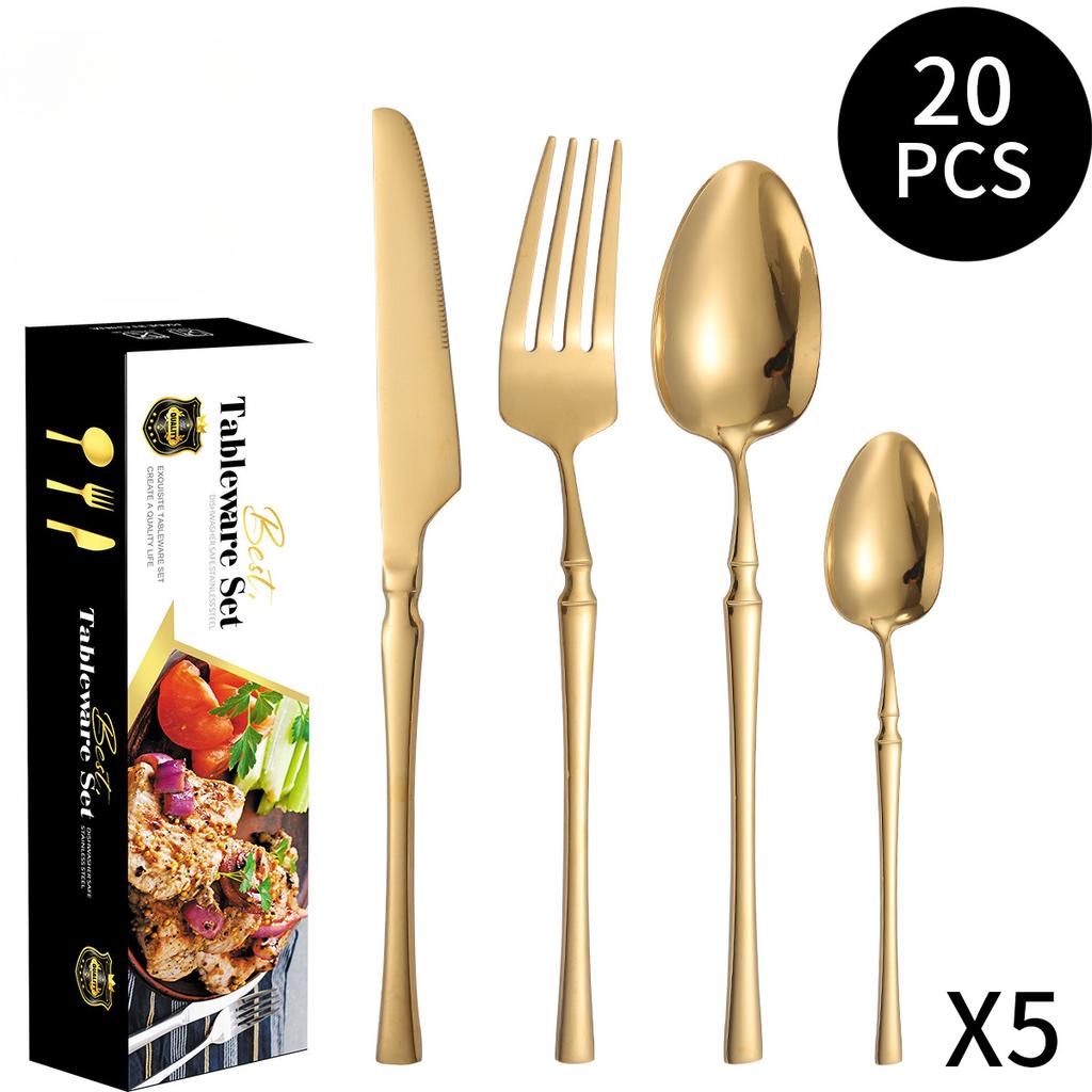 Stainless Steel Ins French Style Small Waist Light Luxury Retro Style Spork for Western-Style Food 16-Piece Set