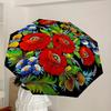 1pc Floral Bouquet with Red Poppies and Blue Daisies Umbrella with Plastic Handle,Suitable for All Seasons Home Travel Outdoor UmbrellaDD1048