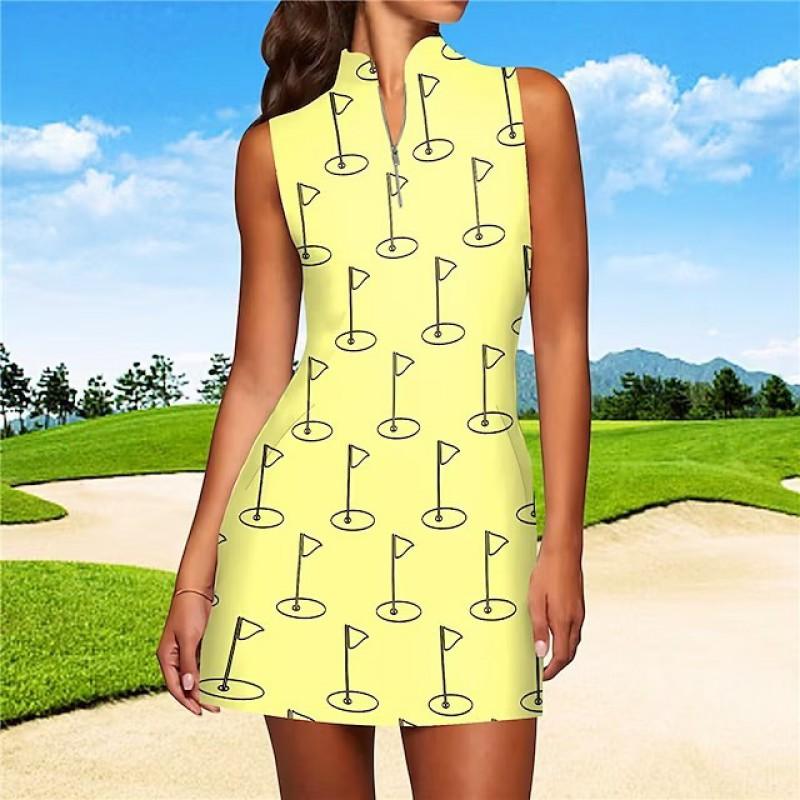 Womens Quick-Dry Sleeveless Tennis Skort With Zipper Golf Dress Summer Sportswear Cycling Outdoor Activities