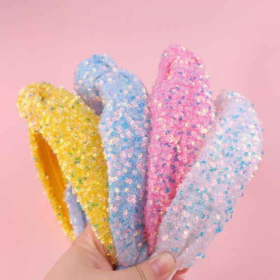 Обруч для волос для девочек с узлом, блестящий, с пайетками, эластичная повязка на голову, удобная посадка, блестящая сверкающая повязка для волос, аксессуары для волос