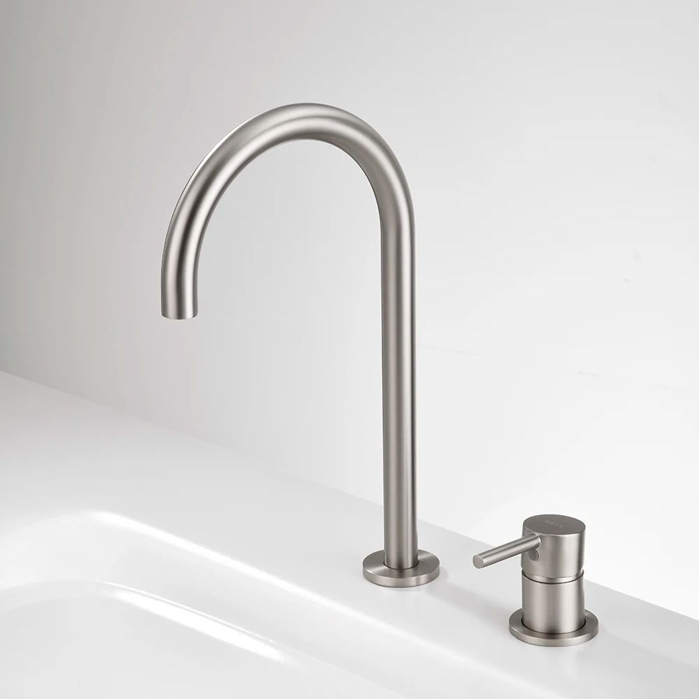 Никель/Серый Латунь Отдельный Смеситель для Раковины в Ванную Комнату Двух отверстий Однорычажный Горячий и Холодный Смеситель для Умывальника для Дома