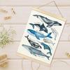 Образовательный плакат Киты Морское животное Плакат для детской комнаты Игровая комната Детская комната С изображением милых животных Деревянная рама-вешалка