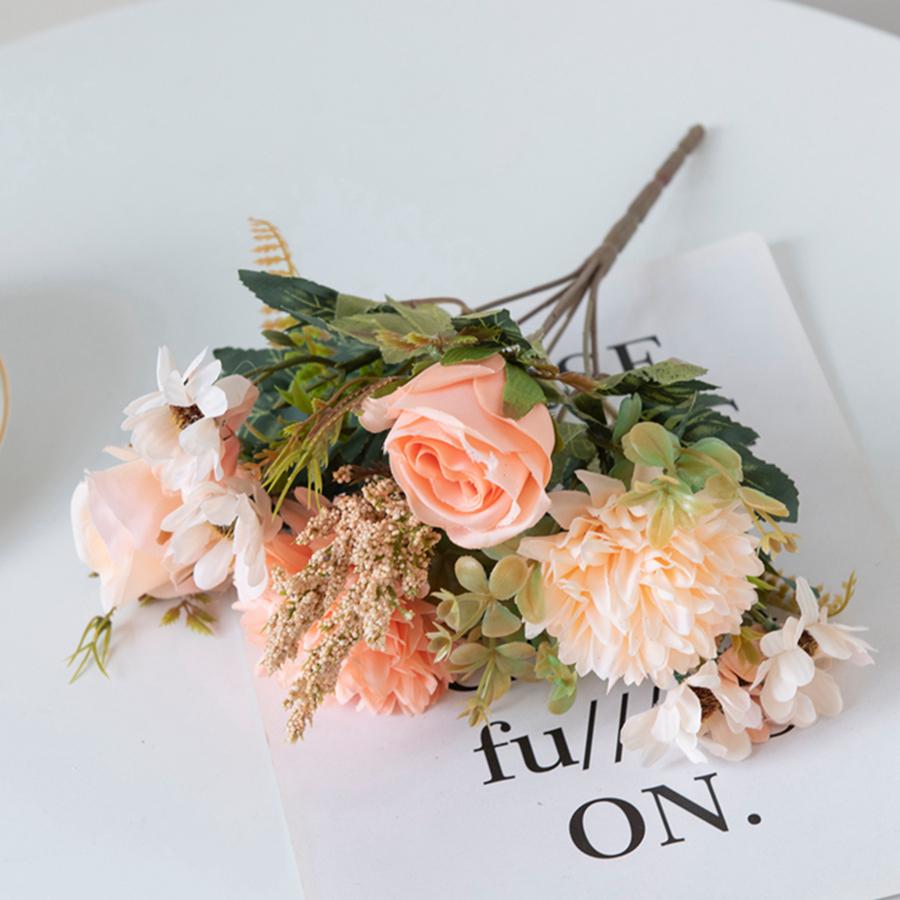 1/3 шт. Искусственные цветы Шелковая роза Шаровидная хризантема Свадебный букет невесты Рождество Дом Фестиваль DIY подарочная коробка Украшение