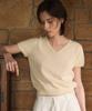 ANGELO BIANCO Pure V-Neck Paper Knit_Beige