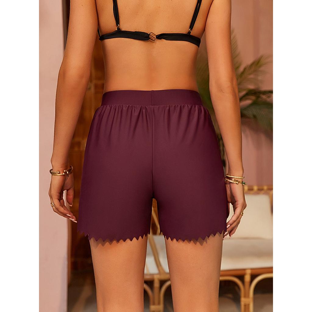 CHARMLEAKS Женские спортивные плавки, женские шорты бикини для мальчиков, узкие шорты для плавания с изогнутыми краями, купальник снизу