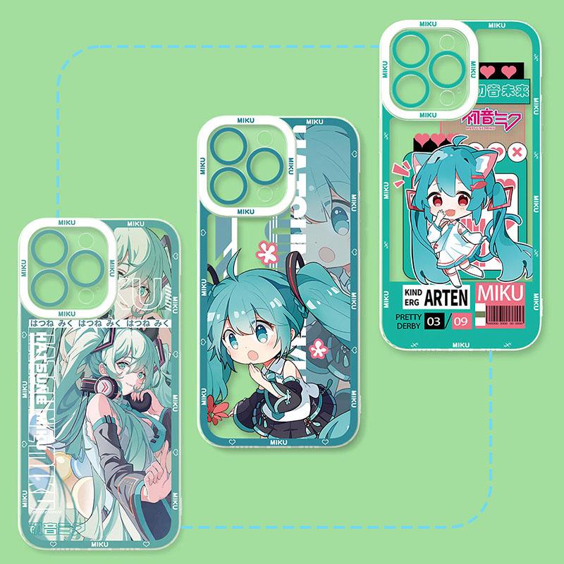 Милый H-Hatsunes Kawaii M-Miku Чехол для телефона для iPhone 17 Air 15 14 13 12 11 Pro Max 16 15 14 Plus Ударопрочный Мягкий Силиконовый Чехол