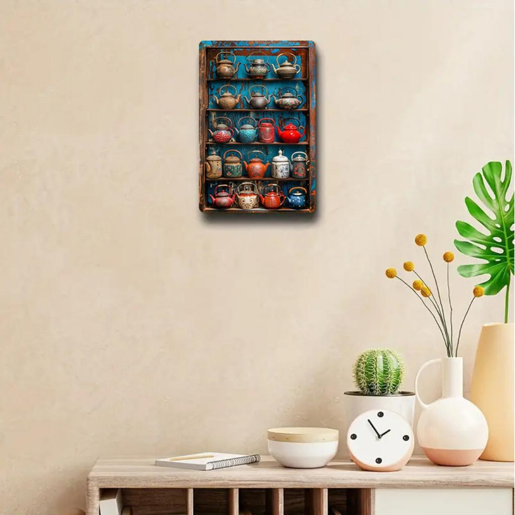Vintage Teapot Metal Wall Art, Retro Style Decor for Garden, Club For Home Decor Enthusiasts - Perfect Gift for Housewarming