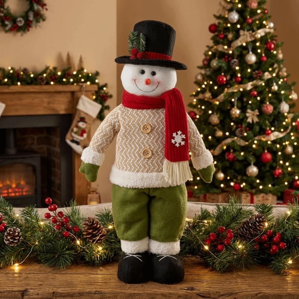 Extendable Legs Christmas Snowman Ornament Space-Saving Retractable Standing Doll  Home Decor