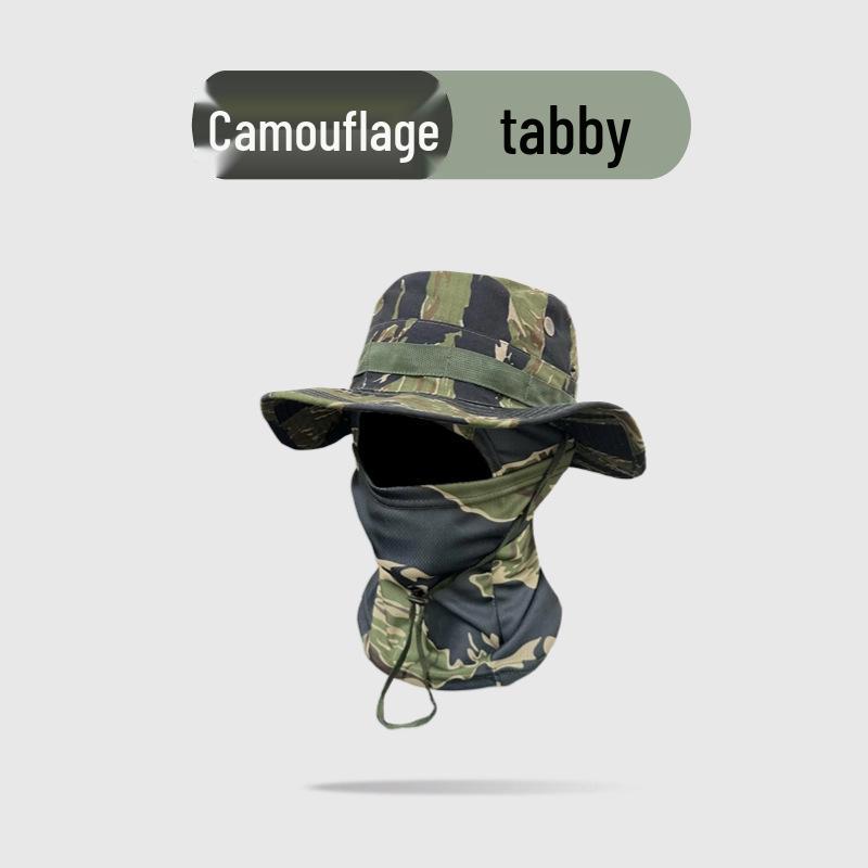 Camouflage Windproof Bucket Hat & Sunscreen Mask Set for Outdoor Activities