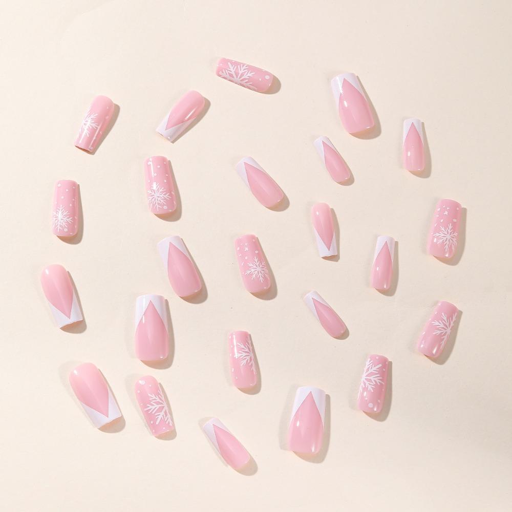 Носимые маникюрные рождественские французские накладные ногти с полным покрытием, накладные ногти для балерины, женские накладные ногти