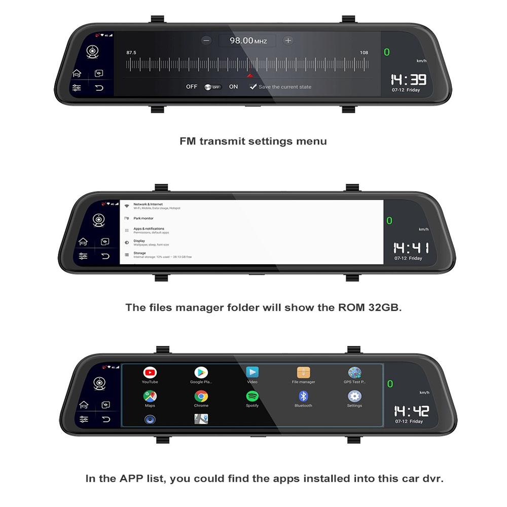 Автомобильный видеорегистратор на базе Android, зеркало/автомобильный регистратор GX9, Android 8.1, 4G, Wi-Fi, GPS-навигация, двойной объектив, с функцией GPS-радара и удаленным мониторингом