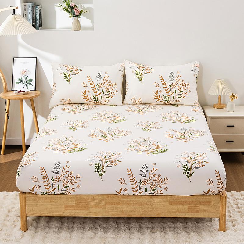 3Pc Floral Bed Sheet Set Bedroom Printed Bed Cover 100%Polyester Elastic Band Around Mattress Cover King Size Bed Cover