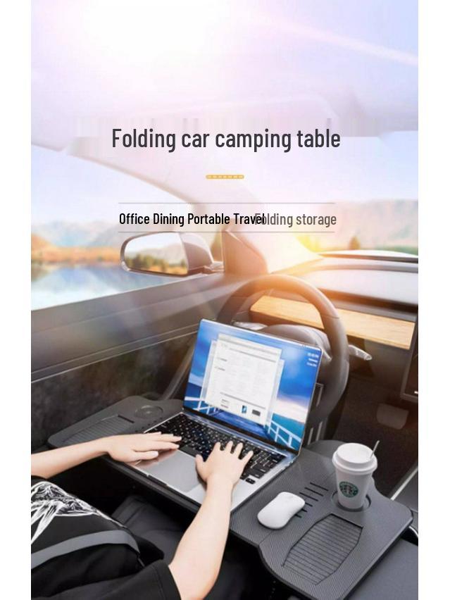 Foldable In-Car Desk for Tesla Model 3/Y: Front Row Dining & Workspace Table