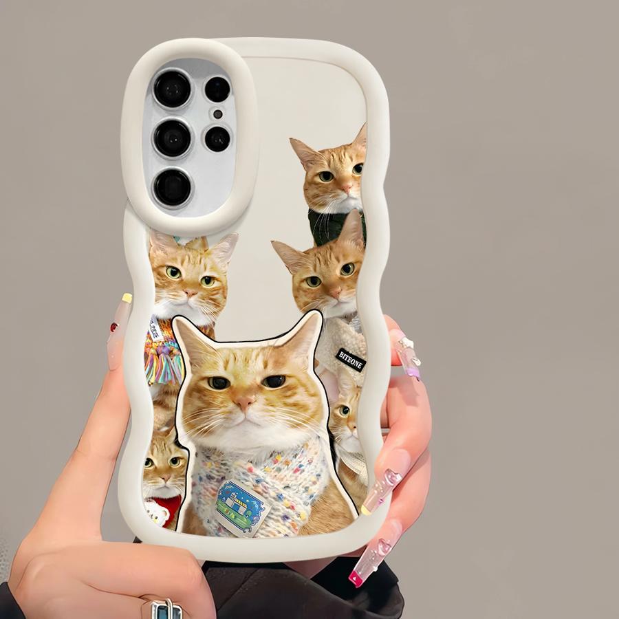 Милый Чехол-Котик для Samsung Galaxy S24 S22 Ultra S21 S25 S23 Plus S20 FE A25 A26 Мягкий Чехол для Телефона A36 A35 A24 A34 A55 A54