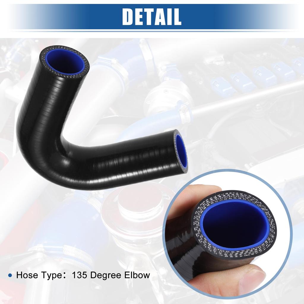 X AUTOHAUX Silicone Reducer Hose Pipe Bend Turbo Intercooler 135 Degree Elbow Inner Diameter 28mm Black