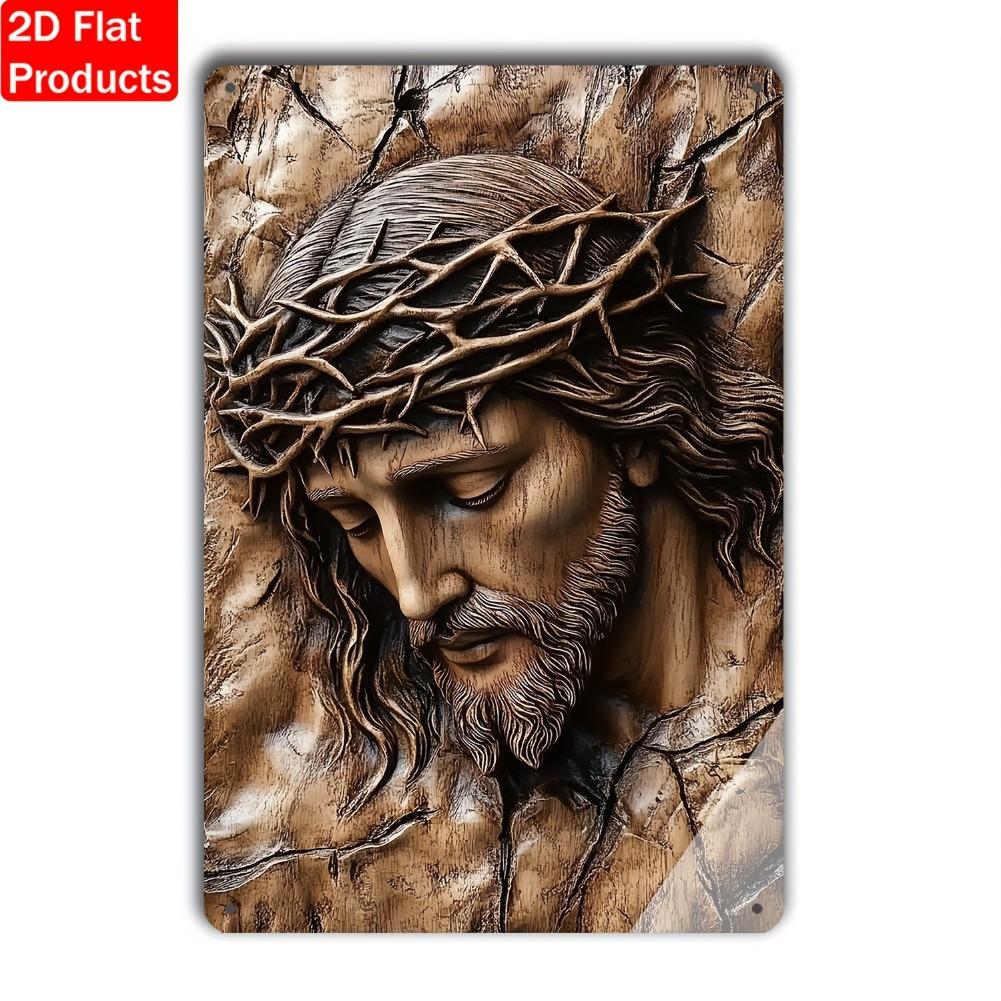 Religious Art Aluminum Metal Sign Vintage Faith Wall Decor Plaque for Home Prayer Room