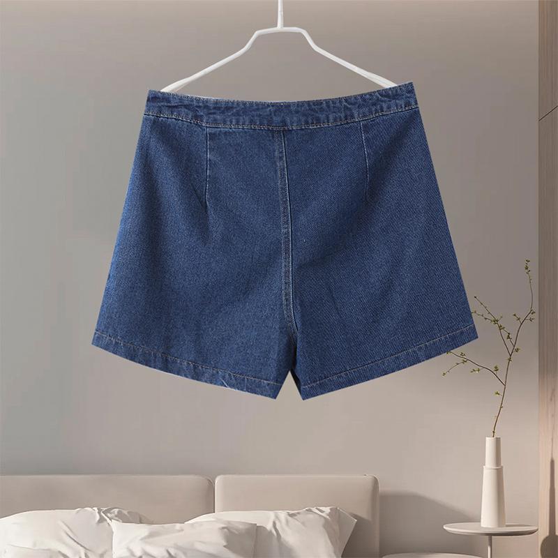 Denim Split Vest Shorts Set Women Single Breasted Sleeveless O-neck Top High Waist Short Pant Summer Lady Suit