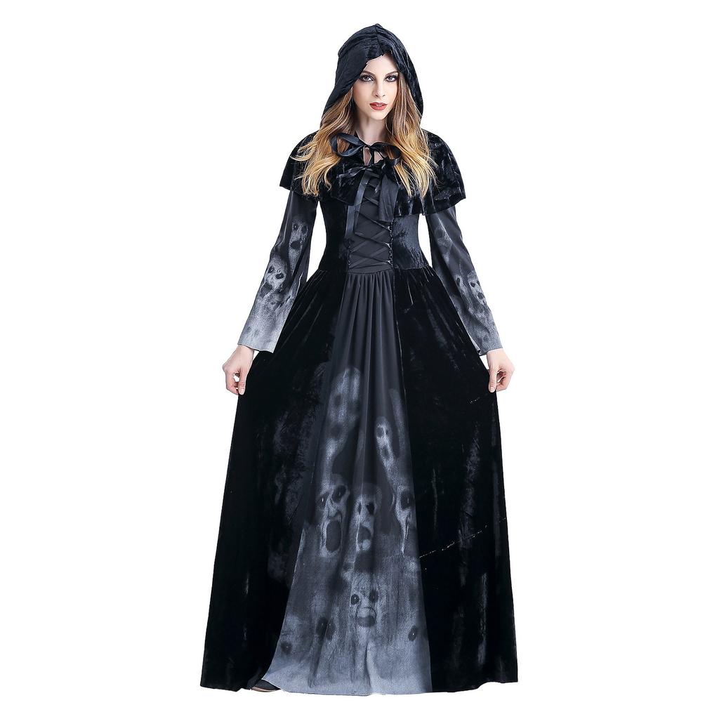 (проектор)Хэллоуин костюм косплей женское платье смерти костюмы скелета