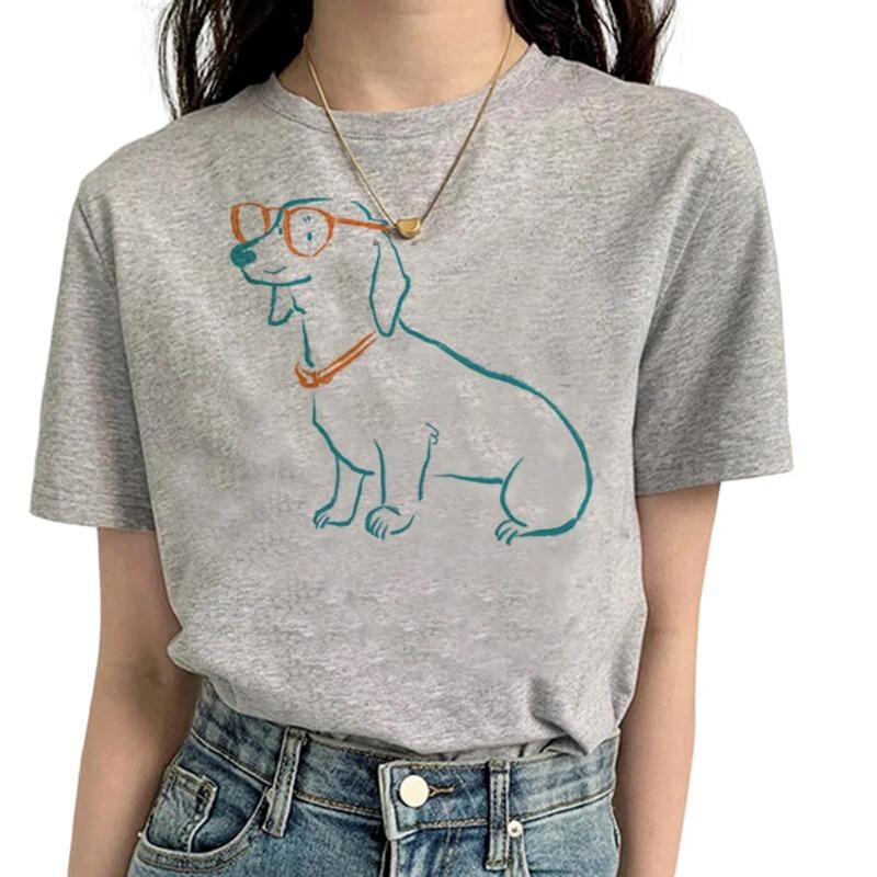 Футболка с таксой для женщин, футболка с комиксами и аниме, уличная одежда для девочек, одежда с аниме, футболки для женщин