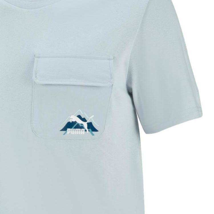 Puma Повседневная футболка с коротким рукавом и принтом, мужские топы, платиново-серый цвет 537384-80