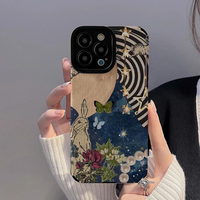Подходит для Apple 15 цветной граффити мультяшный кролик iphone13promax чехол для мобильного телефона 12 всесторонний индивидуальность 14 модный
