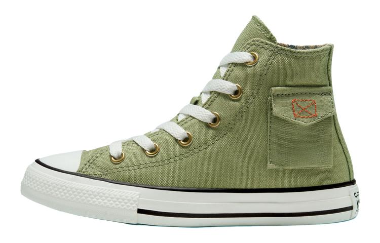 Converse Кеды Chuck Taylor All Star POCKET Удобные Высокие Детские Канвасовые Светло-зеленые Подростковые 667783F