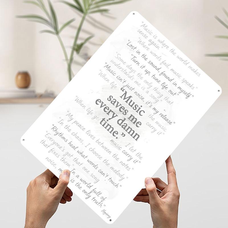 Music Quotes Typography Art Tinplate Poster Customized Wall Art Vintage Retro Metal Signs for Decoration Living Room Decor Men