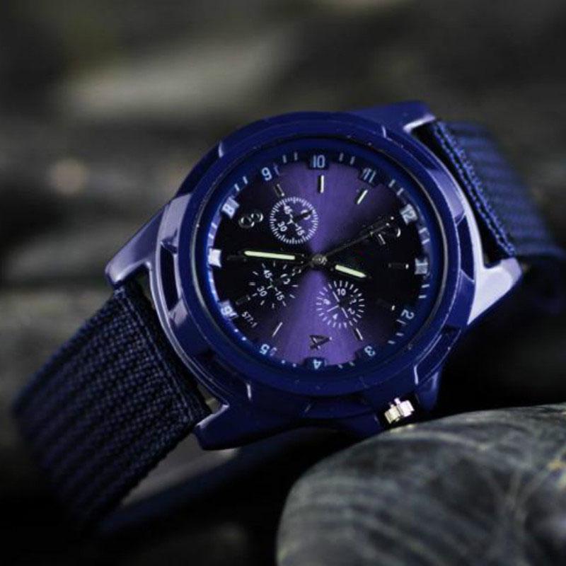Кварцевые часы Армейский солдат Военный тканевый ремешок Аналоговые наручные часы Спортивные часы