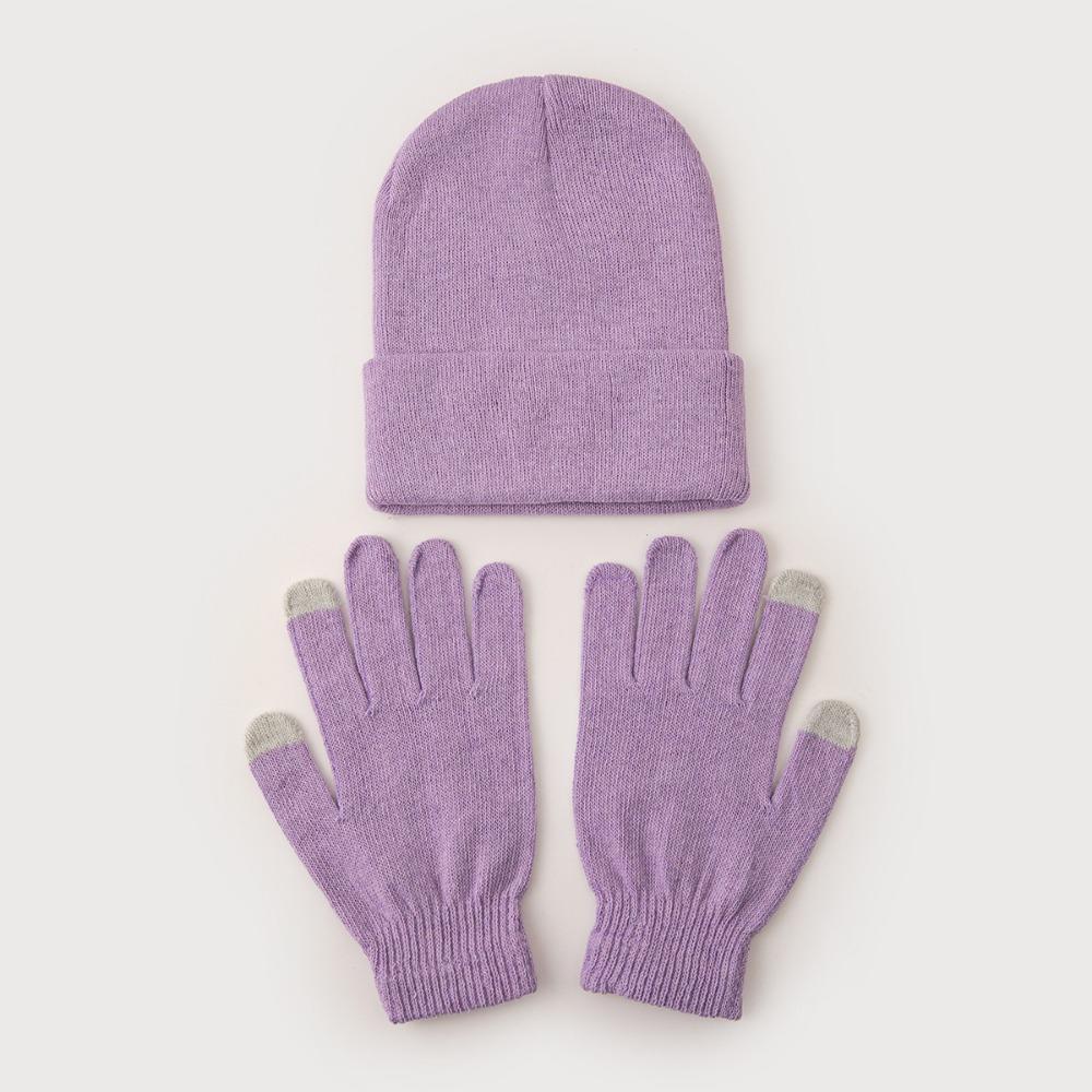 Cute 2025 Winter Hats with Gloves Knitted Solid Hat High Quality Warmer Bonnet