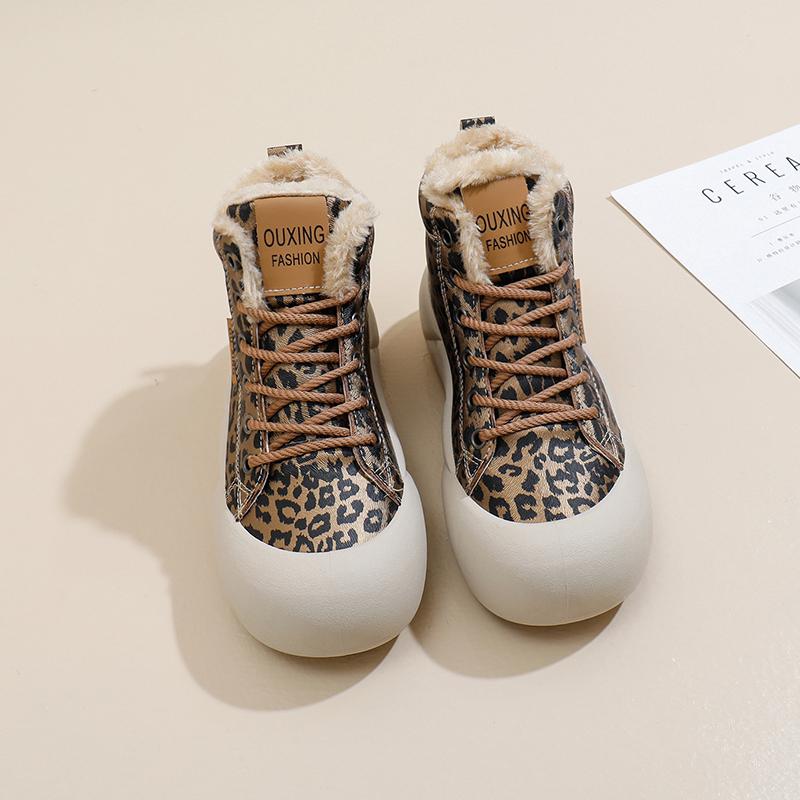 Женская обувь 2024 года, новые женские туфли с перекрестной шнуровкой, вулканизированные, модные, с леопардовым принтом, горячая распродажа, туфли на плоской подошве с круглым носком, высокие, zapatos