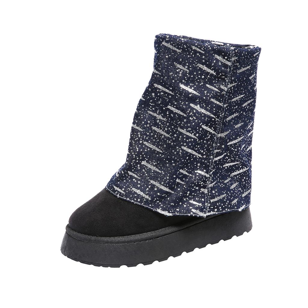 Fashion Winter New Thick Soled Snow Shoes Women's Fashion Round Head Suede Sleeve Anti-slip Wear-resistant Mid-calf Boots