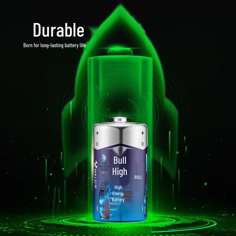 BULL D Size Carbon Dry Battery (5-Pack) CN plug (adapter included)