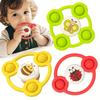 Baby Suction Cup Gyro Toy Insect Spinning Sensory Toy with Ladybug Bee Designs, Press Spin Motion, Durable Plastic, 3 Colors for Infant Toddlers