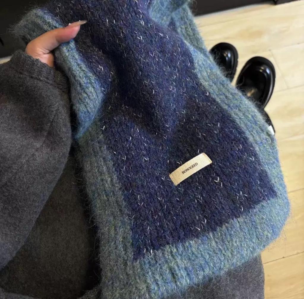 Tonglu manufacturer Korean wool-containing wool scarf women's winter senior sense versatile warm student neck scarf tide