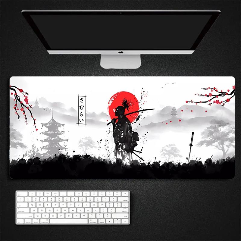 black Samurai Mouse Pad Samurai Legion Landscape Table Mat Aesthetic Computer MousePad Unique Mouse Keyboard pc Desk Mats